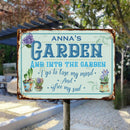 Pawzity Metal Garden Sign, And Into The Garden I Go To Lose My Mind And Free My Soul Vintage Sign