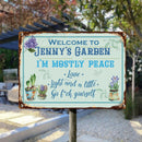 Pawzity Metal Garden Sign, I'm Mostly Peace Love Light And A Little Go Fxck Yourself Welcome Signs