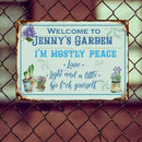 Pawzity Metal Garden Sign, I'm Mostly Peace Love Light And A Little Go Fxck Yourself Welcome Signs