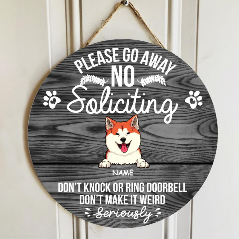 Pawzity Custom Wooden Sign, Gifts For Dog Lovers, Please Go Away No Soliciting Don't Knock Or Ring Doorbell