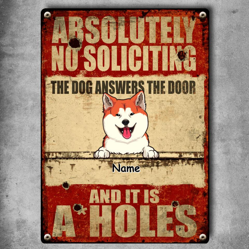 Pawzity Metal Yard Sign, Gifts For Dog Lovers, Absolutely No Soliciting The Dogs Answer The Door Funny Warning Signs