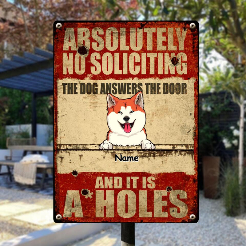 Pawzity Metal Yard Sign, Gifts For Dog Lovers, Absolutely No Soliciting The Dogs Answer The Door Funny Warning Signs