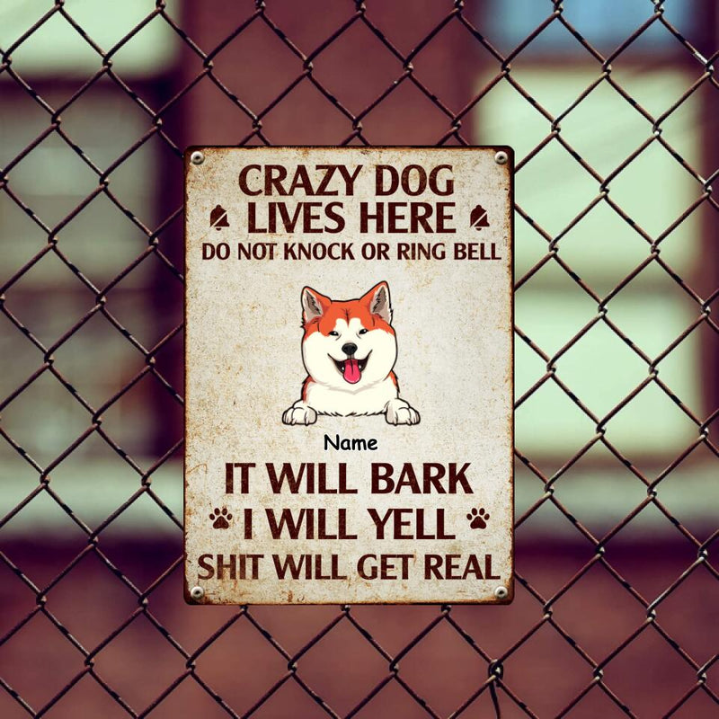 Pawzity Warning Metal Yard Sign, Gifts For Dog Lovers, Do Not Knock Or Ring The Bell They Will Bark I Will Yell