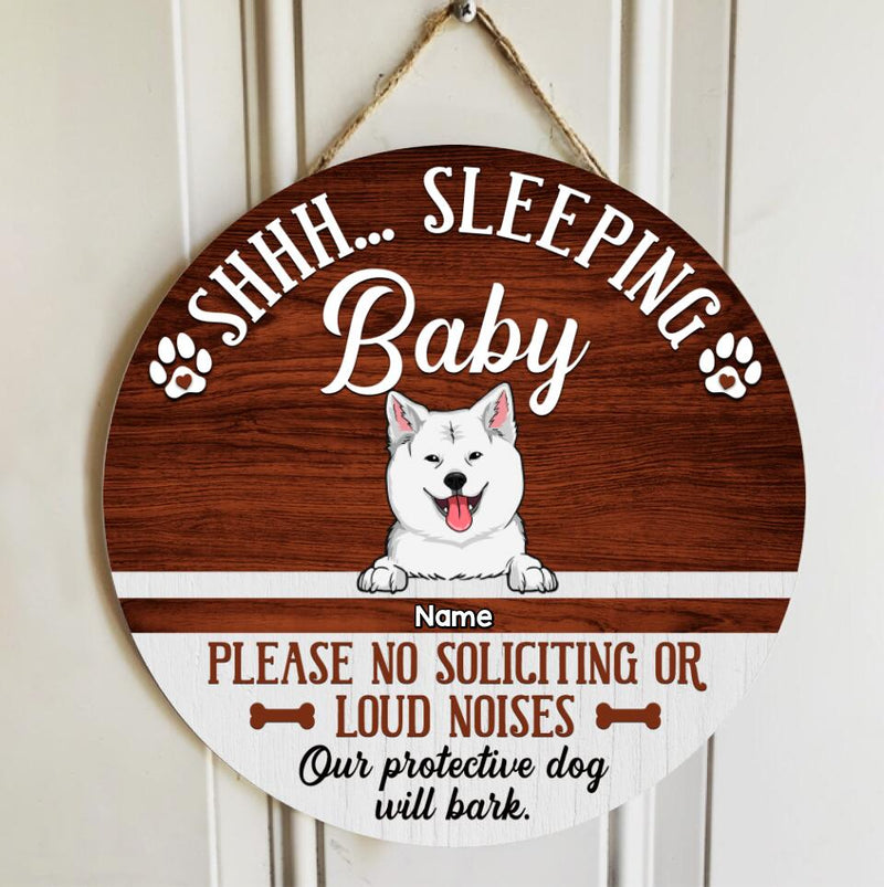 Pawzity Custom Wooden Sign, Gifts For Dog Lovers, Shhh Sleeping Baby Please No Soliciting Or Loud Noises