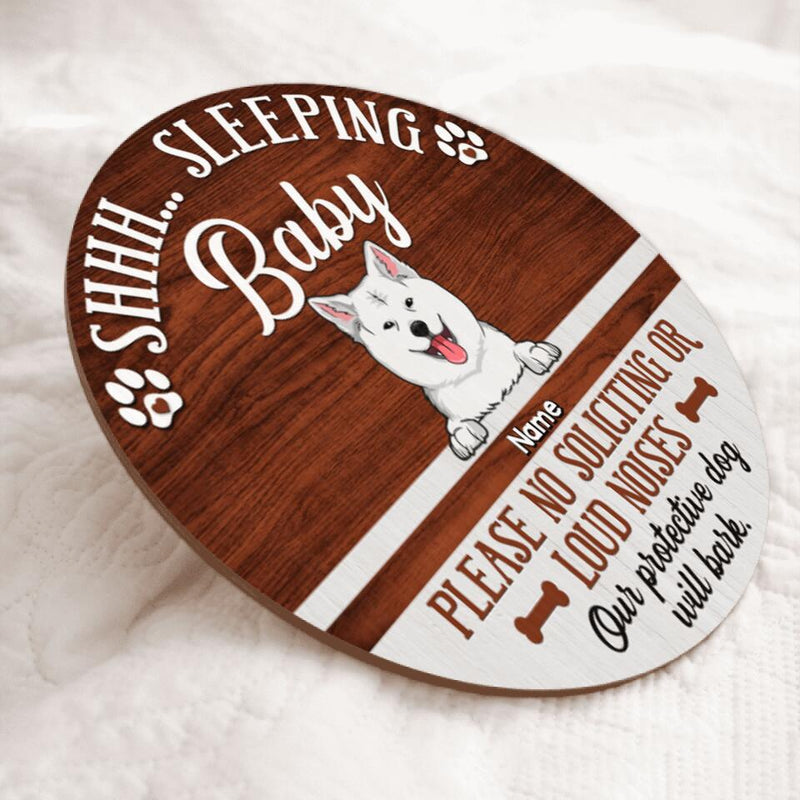 Pawzity Custom Wooden Sign, Gifts For Dog Lovers, Shhh Sleeping Baby Please No Soliciting Or Loud Noises