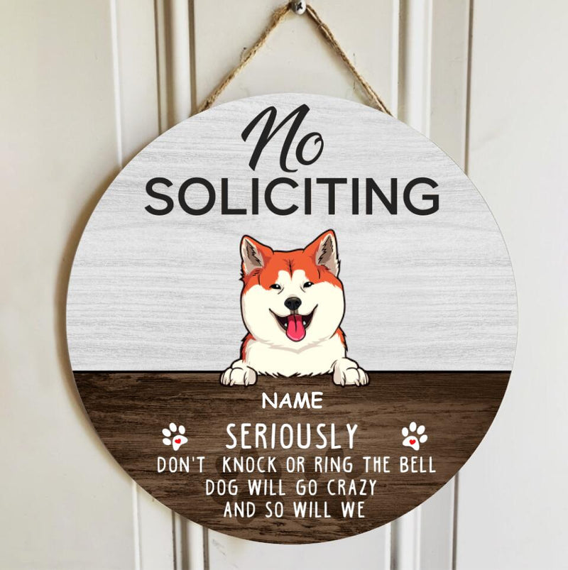 Pawzity No Soliciting Personalized Wood Signs, Gifts For Dog Lovers, Seriously Don't Knock Or Ring The Bell