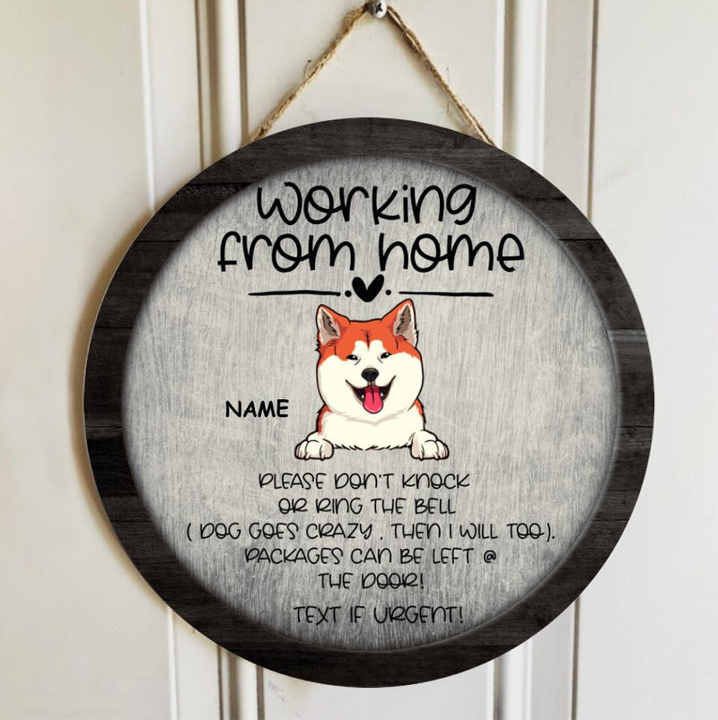 Pawzity Custom Wooden Sign, Gifts For Dog Lovers, Working From Home Please Don't Knock Or Ring The Bell Text If Urgent