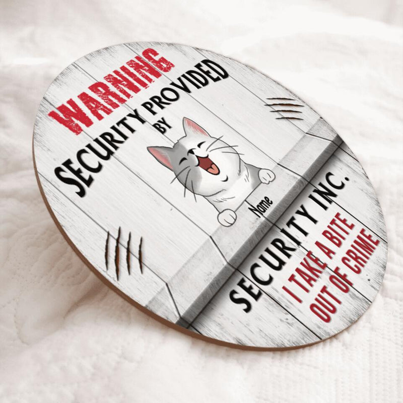 Pawzity Warning Custom Wooden Sign, Gifts For Pet Lovers, Security Provided By Security Inc. We Take A Bite