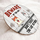 Pawzity Beware Of The Dogs Custom Wooden Sign, Gifts For Pet Lovers, Don't Trust The Cats Either Warning Signs