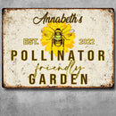 Pawzity Metal Garden Sign, Pollinator Friendly Garden Bee And Flower, Personalized Housewarming Gifts