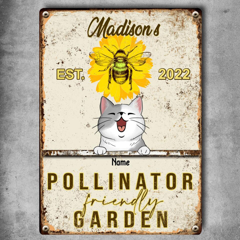 Pawzity Metal Garden Sign, Gifts For Pet Lovers Pollinator-Friendly Garden Bee And Flower Sign