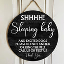 Pawzity Personalized Wood Signs, Gifts For Dog Lovers, Shh Sleeping Baby And Excited Dogs Please Do Not Knock