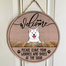 Pawzity Custom Wooden Sign, Gifts For Dog Lovers, Please Leave Your Worries And Shoes At The Door Welcome Signs