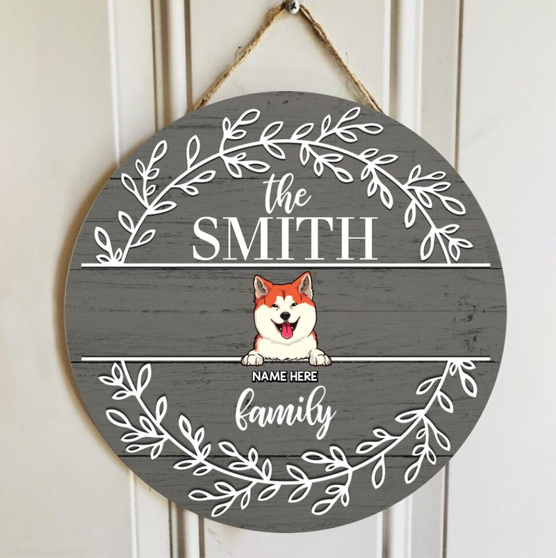 Pawzity Custom Wooden Signs, Gifts For Dog Lovers, Dogs Laurel Wreath Family Name Sign