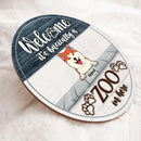 Pawzity Personalized Wood Signs, Gifts For Dog Lovers, It's Basically A Zoo In Here Welcome Door Signs