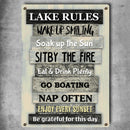 Pawzity Metal Lake Sign, Lake Rules Wake Up Smiling Soak Up The Sun Sit By The Fire, Personalized Housewarming Gifts