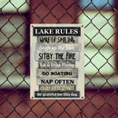 Pawzity Metal Lake Sign, Lake Rules Wake Up Smiling Soak Up The Sun Sit By The Fire, Personalized Housewarming Gifts