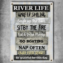 Pawzity Metal River Sign, River Life Wake Up Smiling Soak Up The Sun Sit By The Fire, Personalized Housewarming Gifts