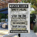 Pawzity Metal River Sign, River Life Wake Up Smiling Soak Up The Sun Sit By The Fire, Personalized Housewarming Gifts