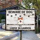 Pawzity Beware Of Dogs Metal Yard Sign, Gifts For Dog Lovers, Loose In Garden Funny Warning Signs