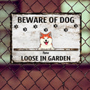 Pawzity Beware Of Dogs Metal Yard Sign, Gifts For Dog Lovers, Loose In Garden Funny Warning Signs