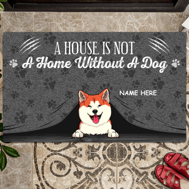 Pawzity Custom Doormat, Gifts For Dog Lovers, A House Is Not A Home Without A Dog Gray Front Door Mat