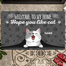 Pawzity Welcome To My Home Custom Doormat, Gifts For Cat Lovers, Hope You Like Cats Front Door Mat