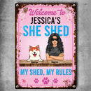 Pawzity Metal Yard Sign, Gifts For Pet Lovers, Welcome To My She Shed My Shed My Rules Pink Welcome Signs