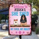 Pawzity Metal Yard Sign, Gifts For Pet Lovers, Welcome To My She Shed My Shed My Rules Pink Welcome Signs