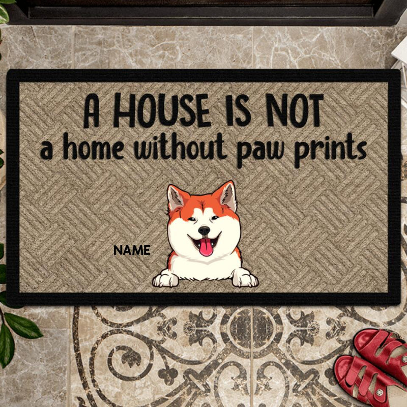 Pawzity Personalized Doormat, Gifts For Dog Lovers, A House Is Not A Home Without Paw Prints Front Door Mat