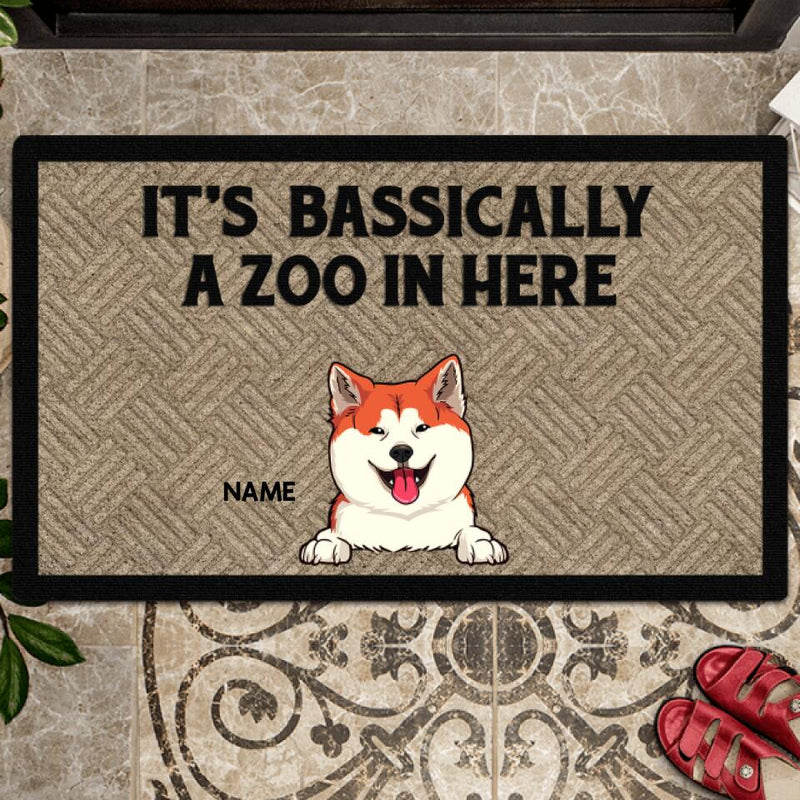 Pawzity Personalized Doormat, Gifts For Dog Lovers, It's Basically A Zoo In Here Front Door Mat