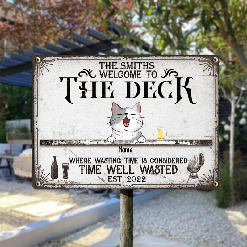 Metal Welcome Sign, Gifts For Pet Lovers, Welcome To The Deck Where Washing Time Is Considered Time Well Wasted