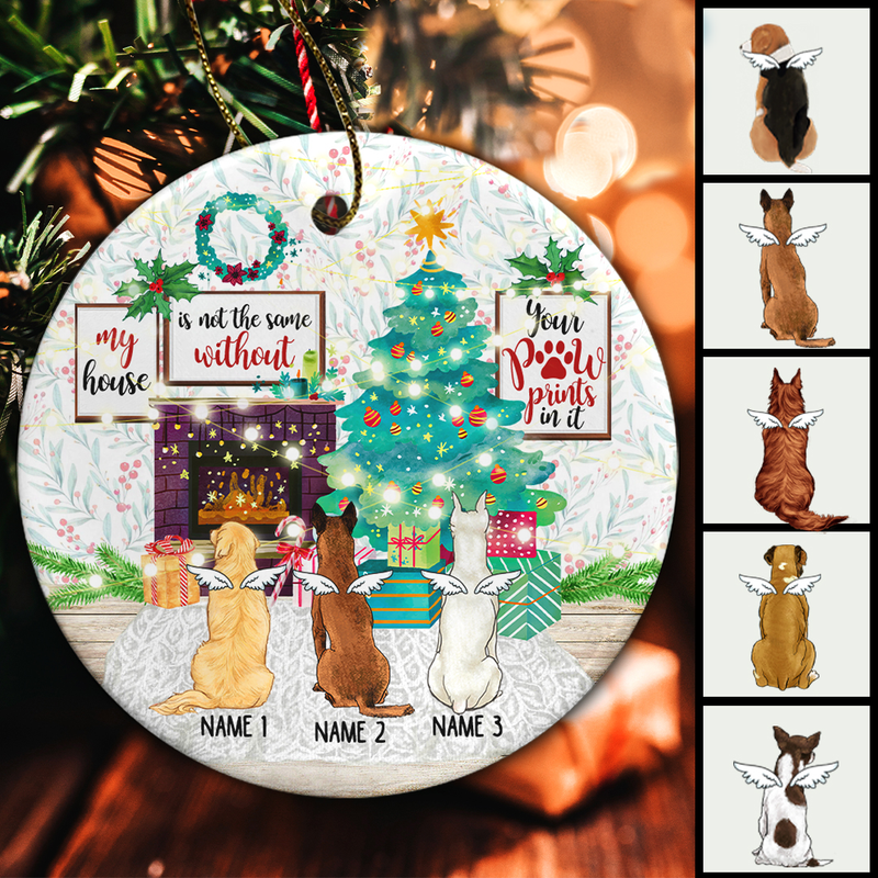Your Paw Prints In It Cozy Home Circle Ceramic Ornament - Personalized Angel Dog Lovers Decorative Christmas Ornament