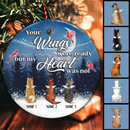 Your Wings Were Ready But My Heart Not Memorial Navy Circle Ceramic Ornament - Personalized Angel Dog Christmas Ornament