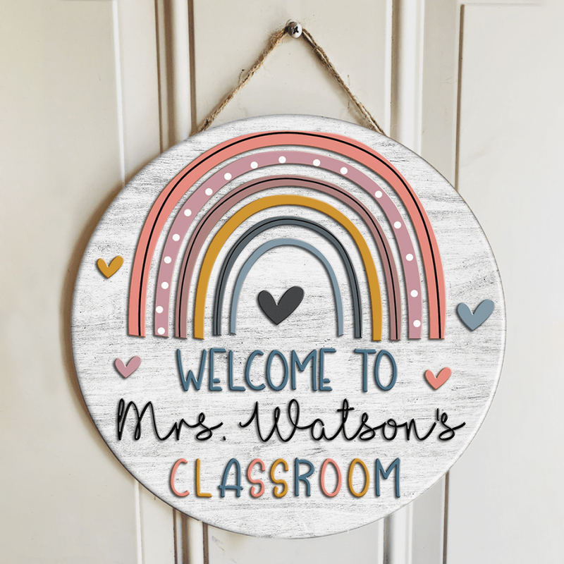 Personalized Name Teacher Door Hanger Classroom Welcome Signs - Best Teacher Gifts