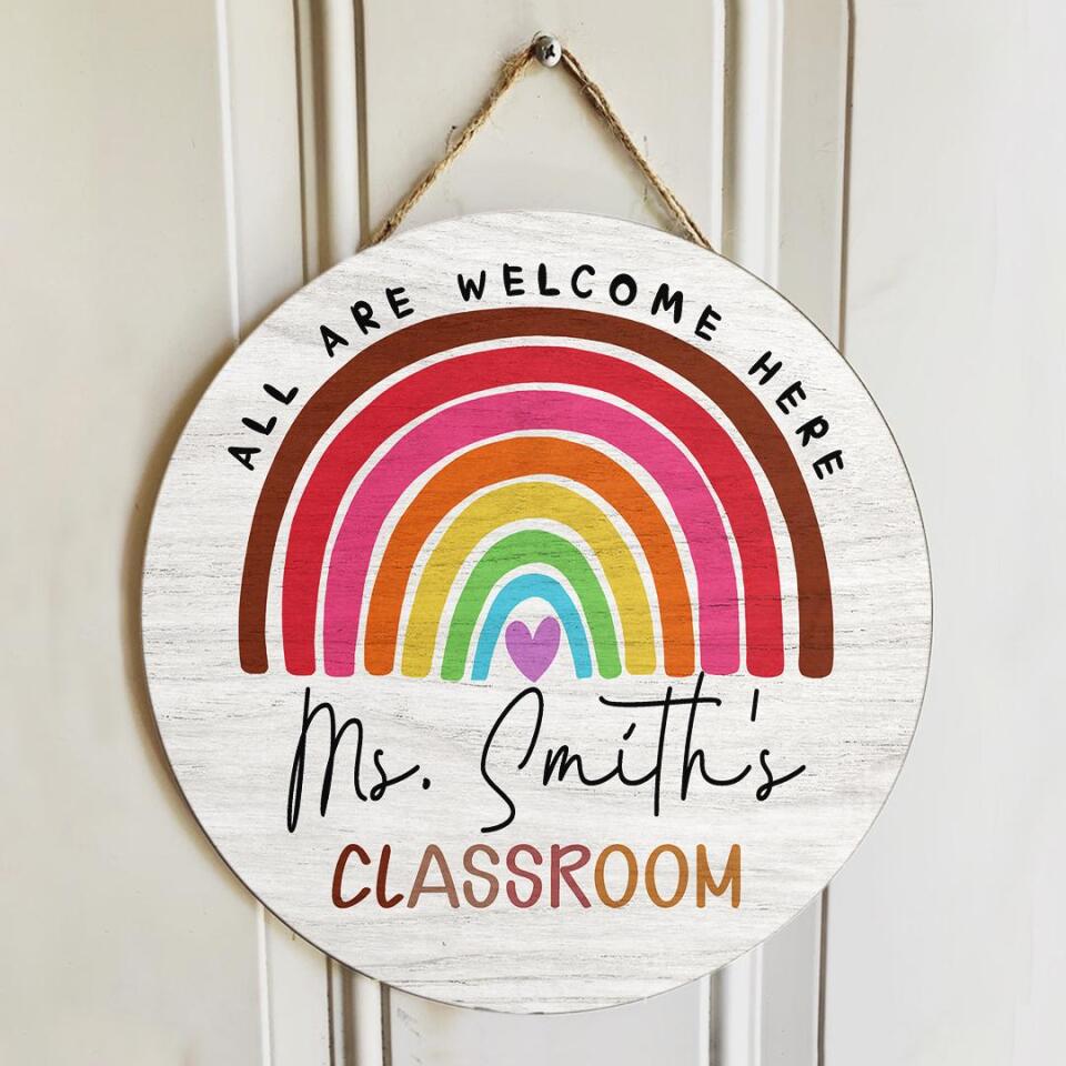 Personalized Name Teacher Classroom Sign - Gift For Teacher - All Are