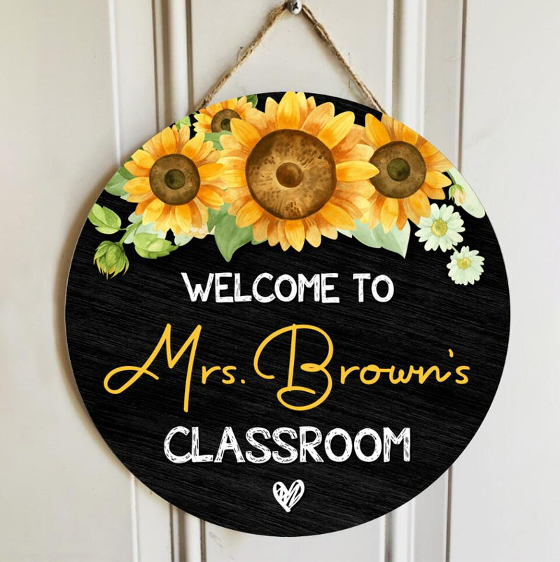 Personalized Name Teacher Door Hangers Sunflower Welcome Signs - Best Gifts For Teachers