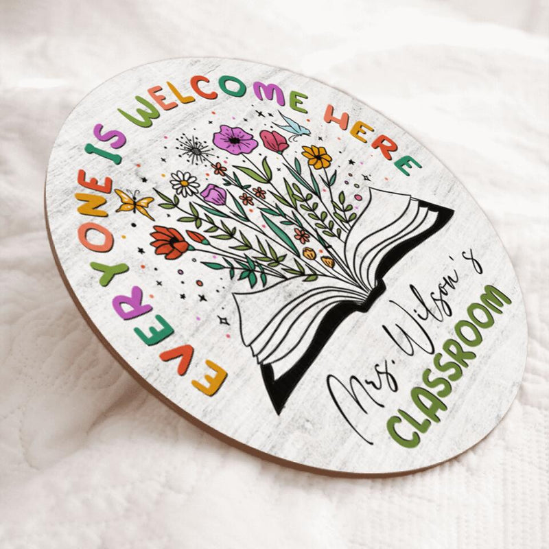 Personalized Name Teacher Door Hanger - Best Gifts For Teachers - Everyone Is Welcome Here