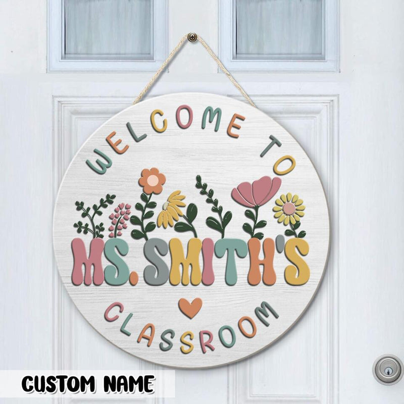 Personalized Name Welcome Sign Teacher Door Decor - Best Gift For Teacher From Student