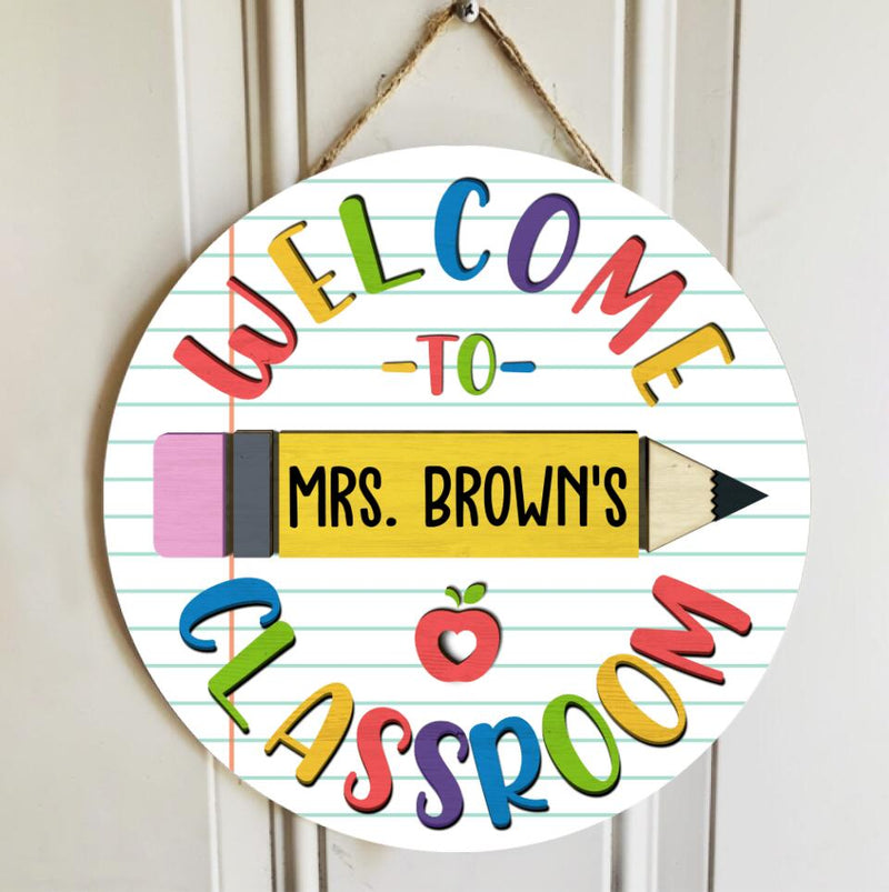 Personalized Name Teacher Pencil Sign For Door Decor - Christmas Gift Ideas For Teachers