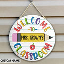 Personalized Name Teacher Pencil Sign For Door Decor - Christmas Gift Ideas For Teachers