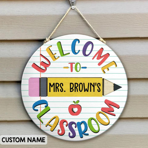Personalized Name Teacher Pencil Sign For Door Decor - Christmas Gift Ideas For Teachers