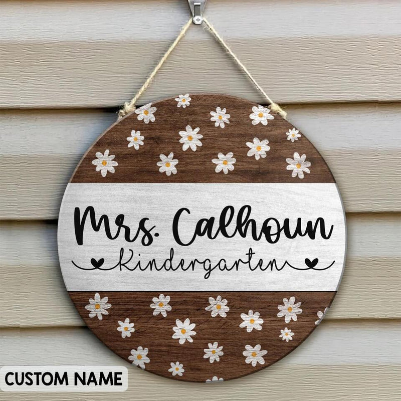 Personalized Teacher Name Classroom Door Hanger Sign Decor - Flower Gift Ideas For Teachers