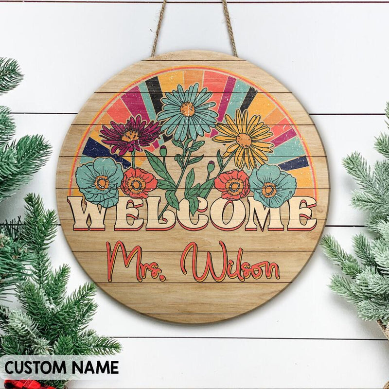 Personalized Welcome Teacher Name Signs Door Hanger - Teachers Appreciation Week Gifts