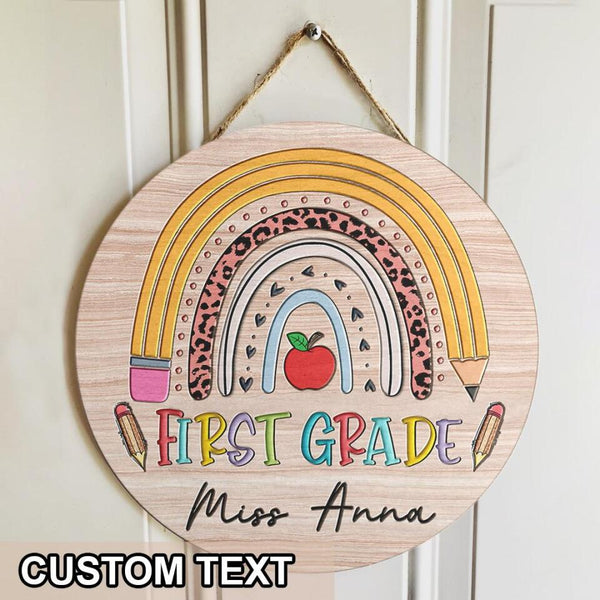Personalized Name Teacher Pencil Sign For Classroom Door Decor - Gift Ideas For Teachers