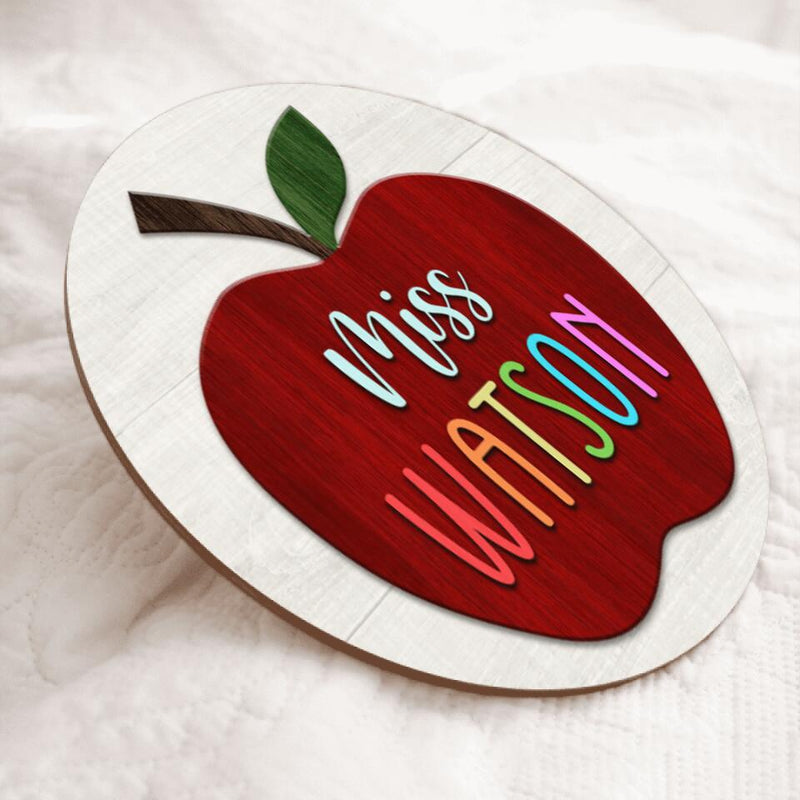 Personalized Apple Teacher Door Signs - Teacher Appreciation Gifts, End of Year Teacher Gifts