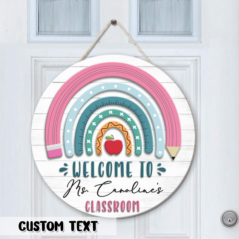 Personalized Teacher Name Signs For Door Decor - Rainbow Back To School Gifts For Teachers
