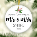 Our First Christmas Ornament, Just Married Ornament, Personalized Ornament, Ceramic Christmas Ornament, Wedding Gift, Couple Gifts