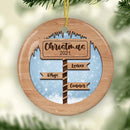 Ceramic North Pole Sign, Personalized Family Christmas Ornament, 2022 Xmas Ornament With Family Member Names, Custom Family Ornament
