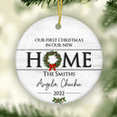 Custom First Christmas Ornament, Our First Christmas In Our New Home Ornament, 2022 Xmas Ornament With Family Member Names, Christmas Gift